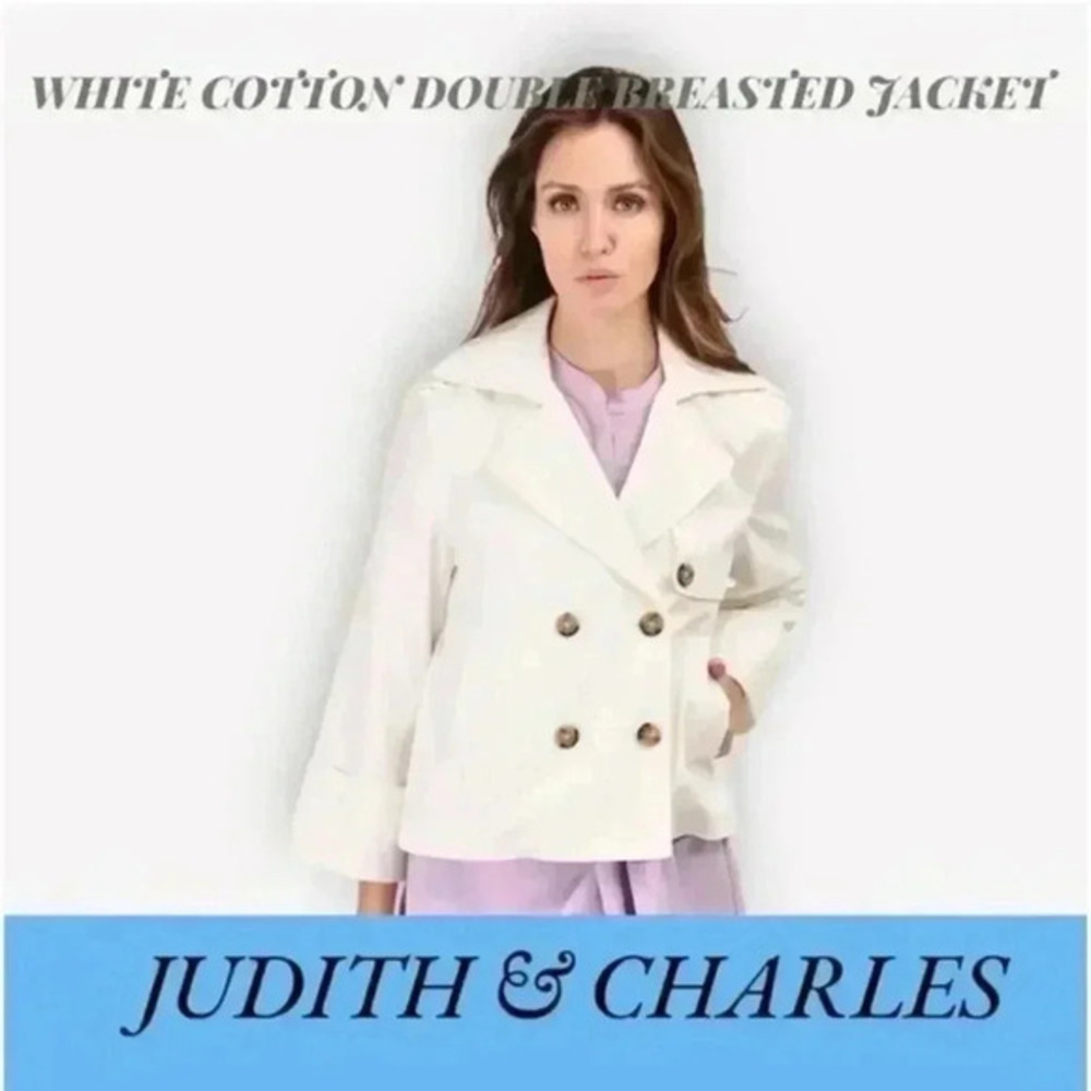 Judith & Charles Women's White Double Breasted Short Jacket Size 0 Small